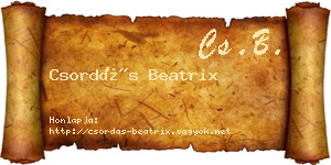 Csordás Beatrix névjegykártya